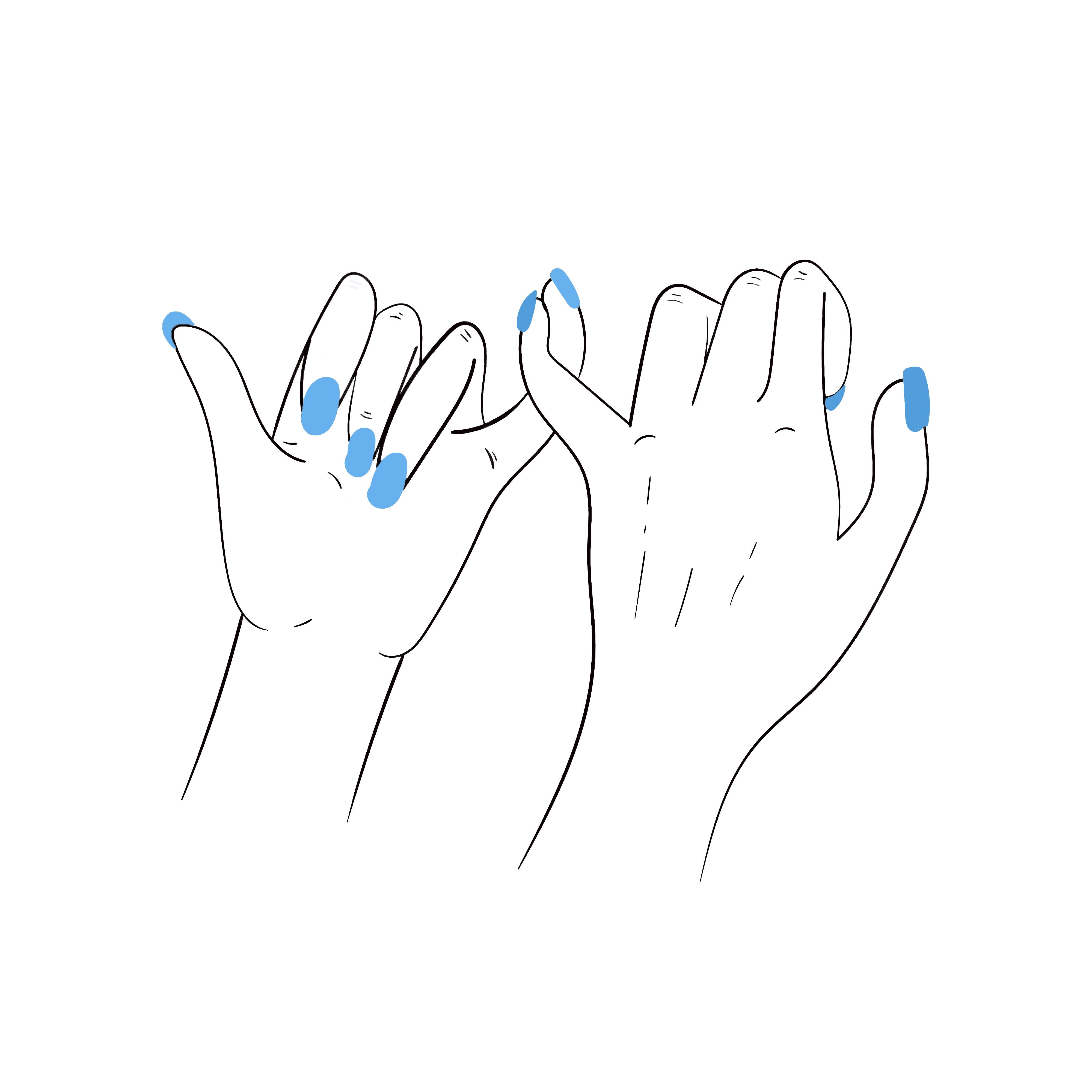 2 line art hands making a pinky-promise motion