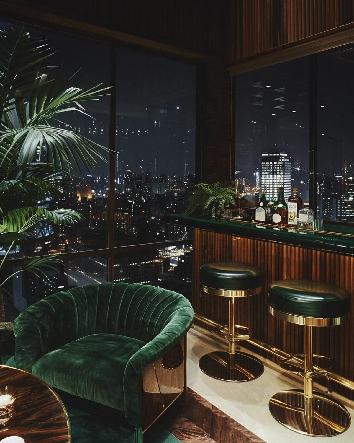 Nighttime Bar overlooking city