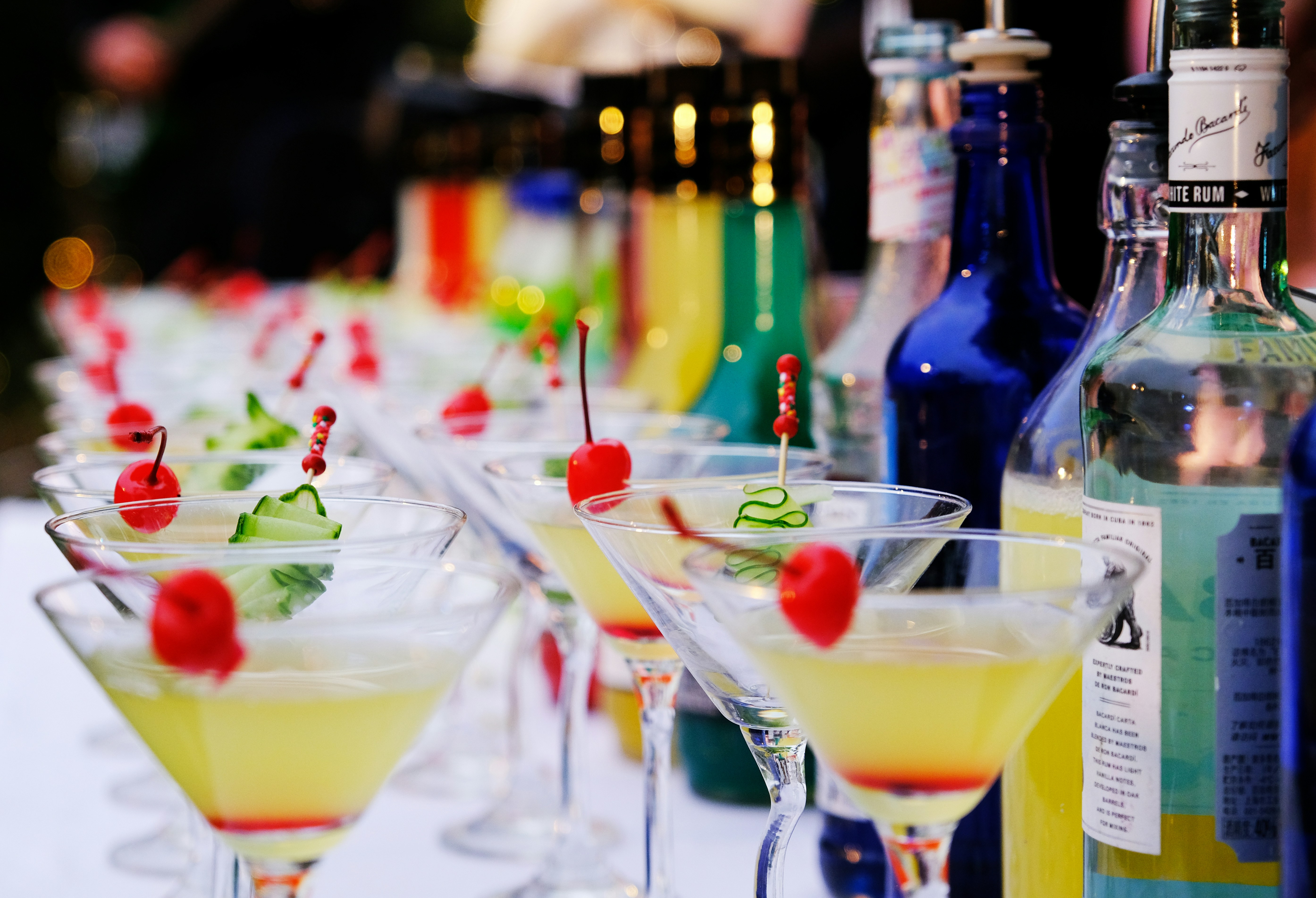 Table full of customised cocktails