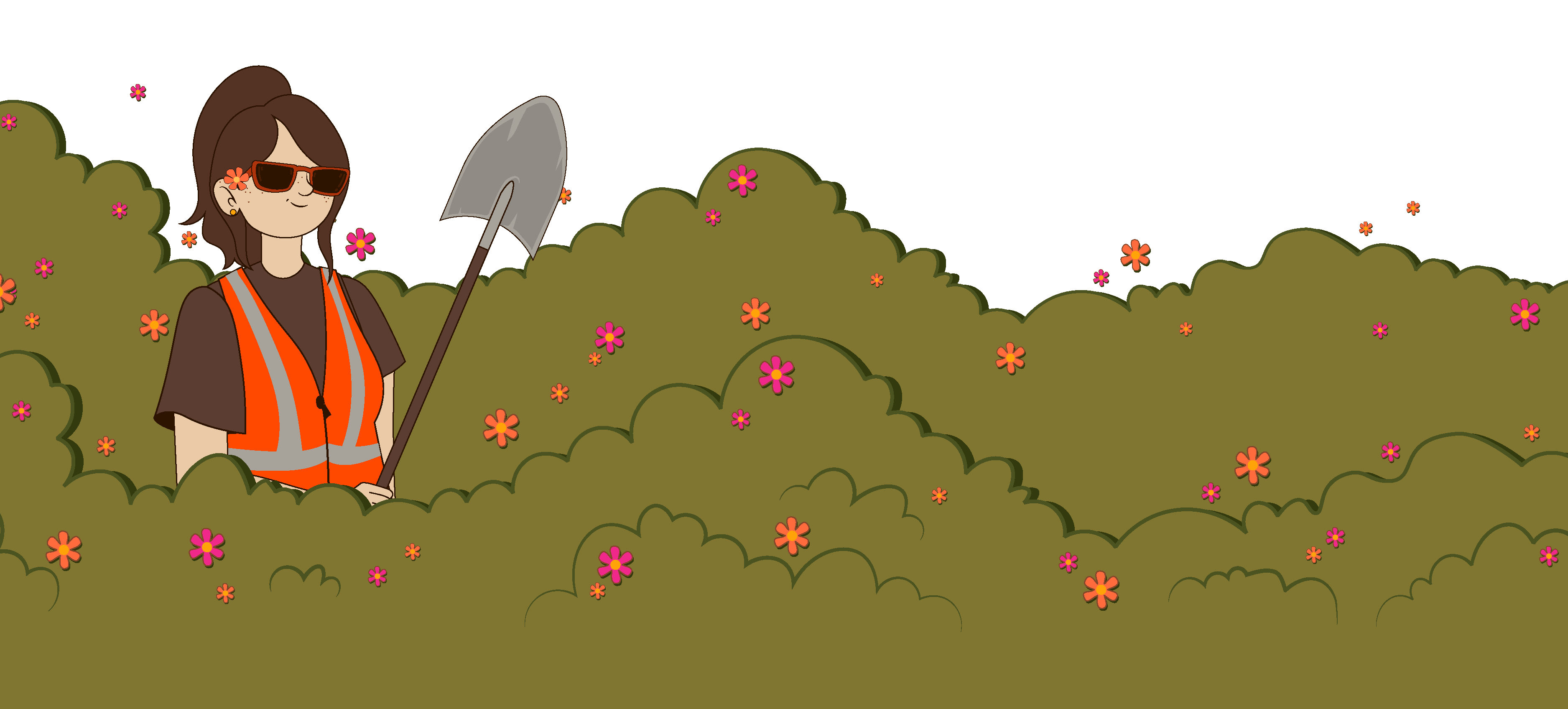 footer bush image with girl in hi vis