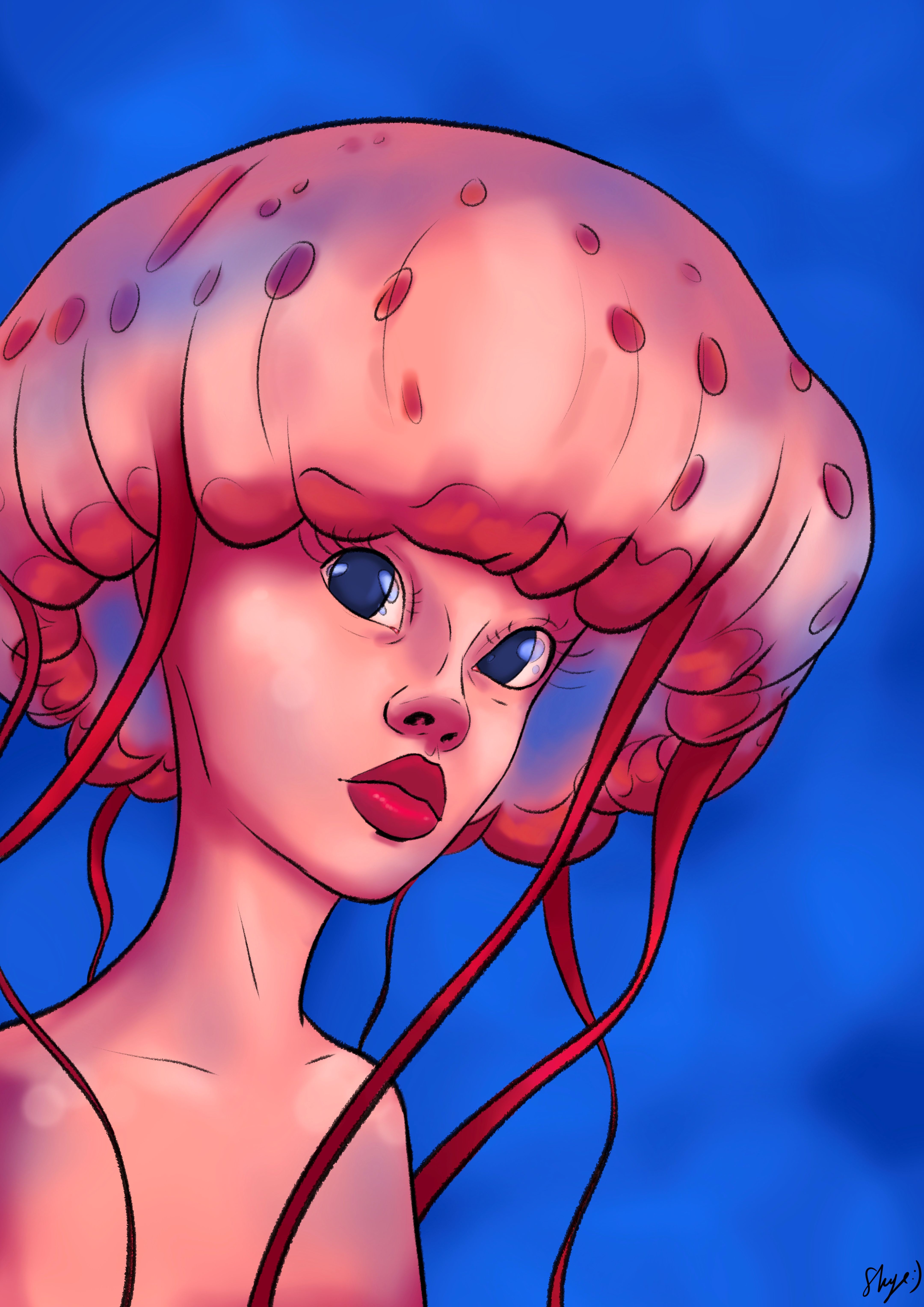 pink jellyfish person