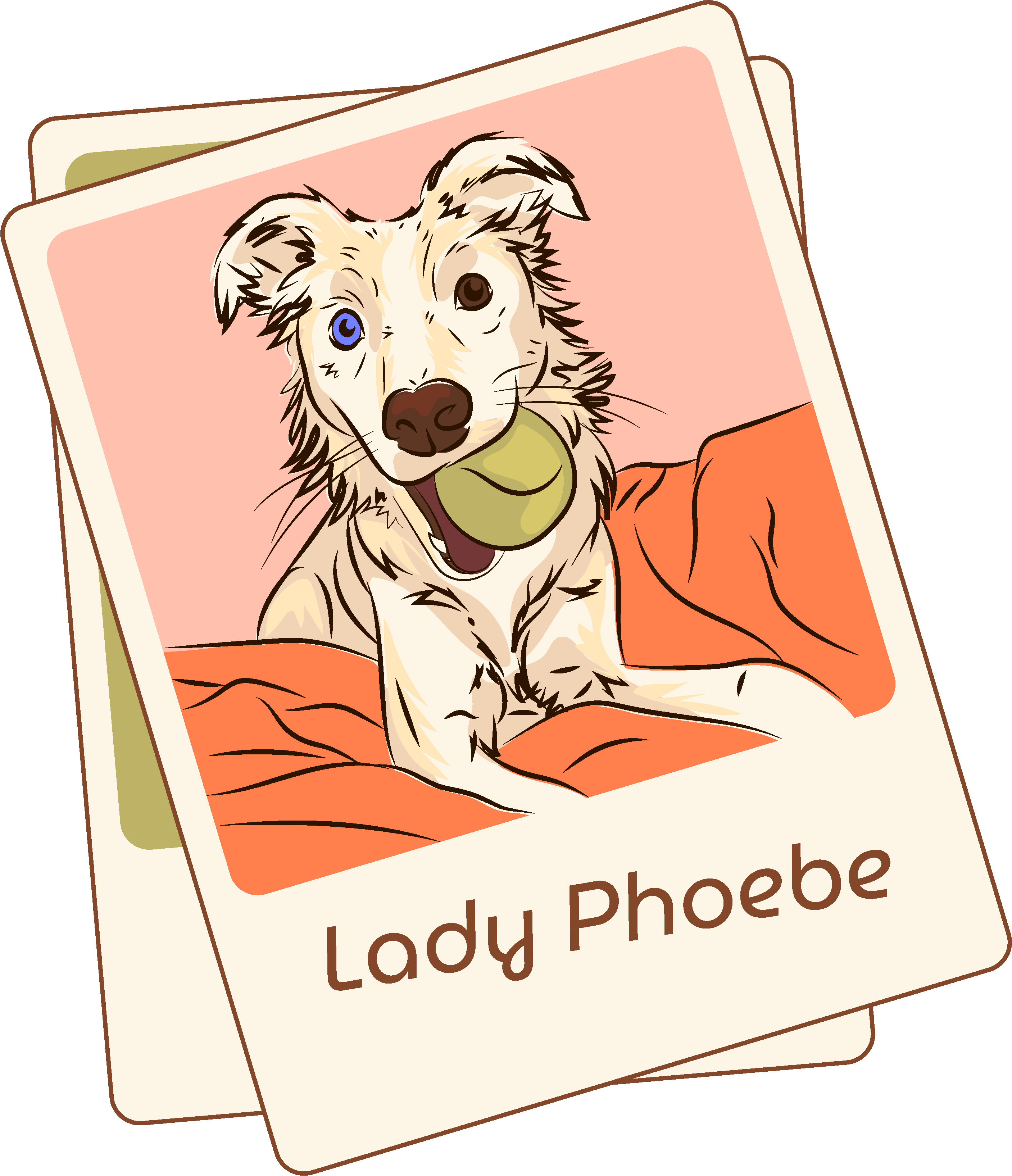 illustrated polaroid of a dog